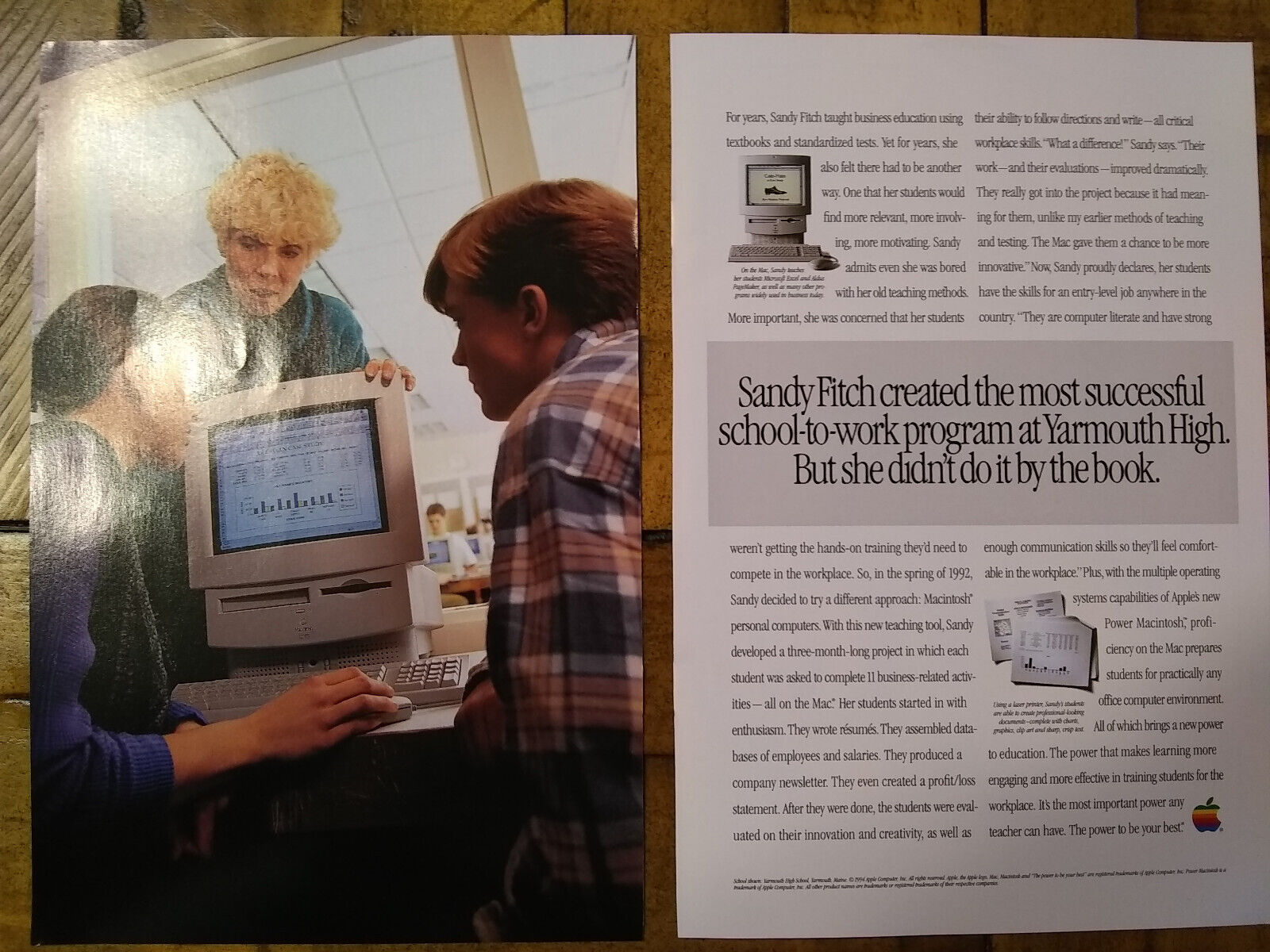 Apple Macintosh Education 1994 Vintage Ad 9 x 6.75 #2- Two Pages - Original Clip