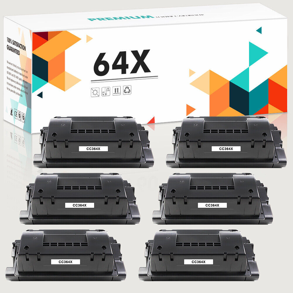 6PK CC364X 64X HY Black Laser Toner Compatible with HP LaserJet P4015n P4515n