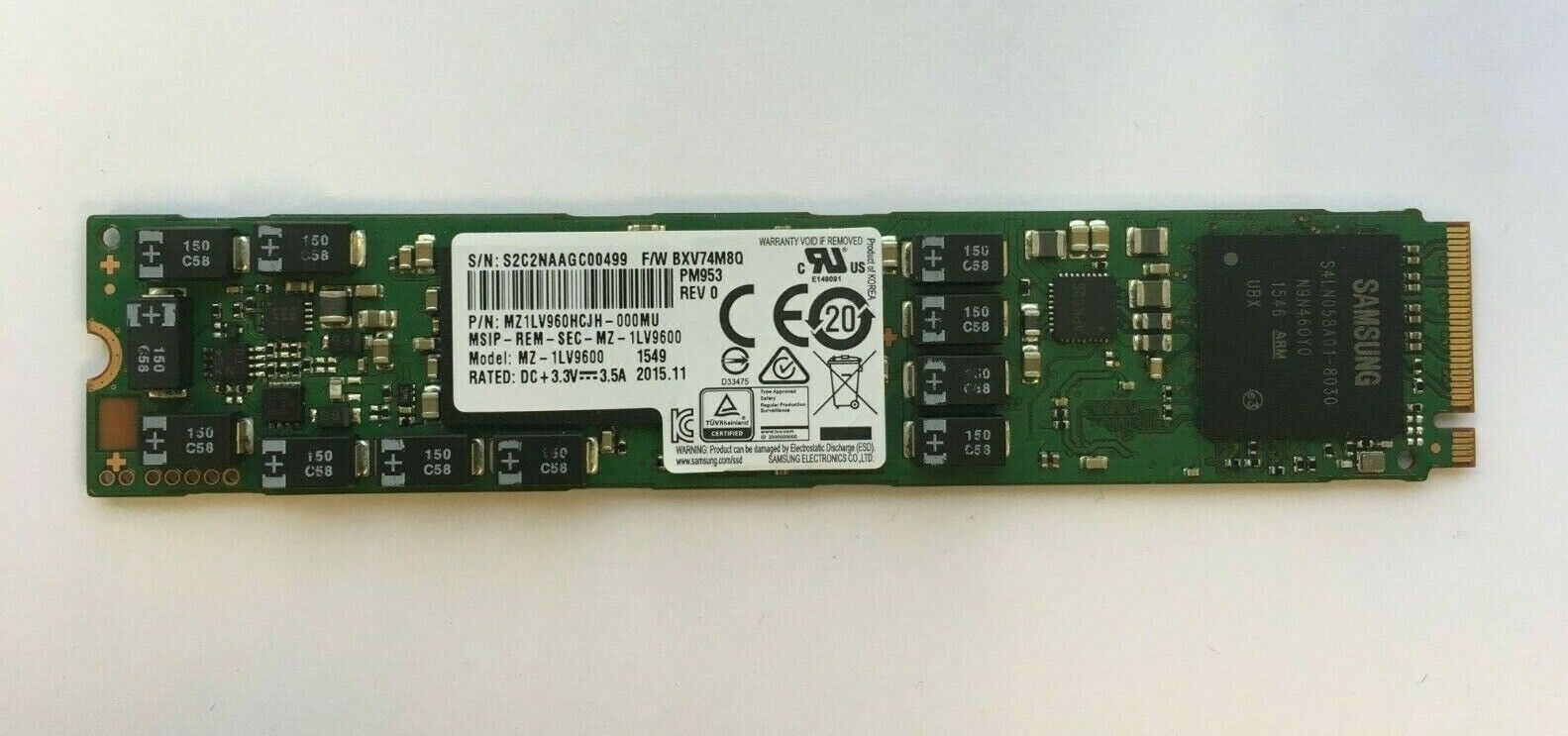 SAMSUNG 960GB PM953 PCIe MZ-1LV9600 SSD NVMe 110mm MZ1LV960HCJH