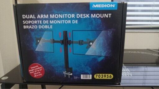 Dual Monitor Arm Desk Mount HEAVY DUTY 22 LB 10Kg Full Motion 10-27