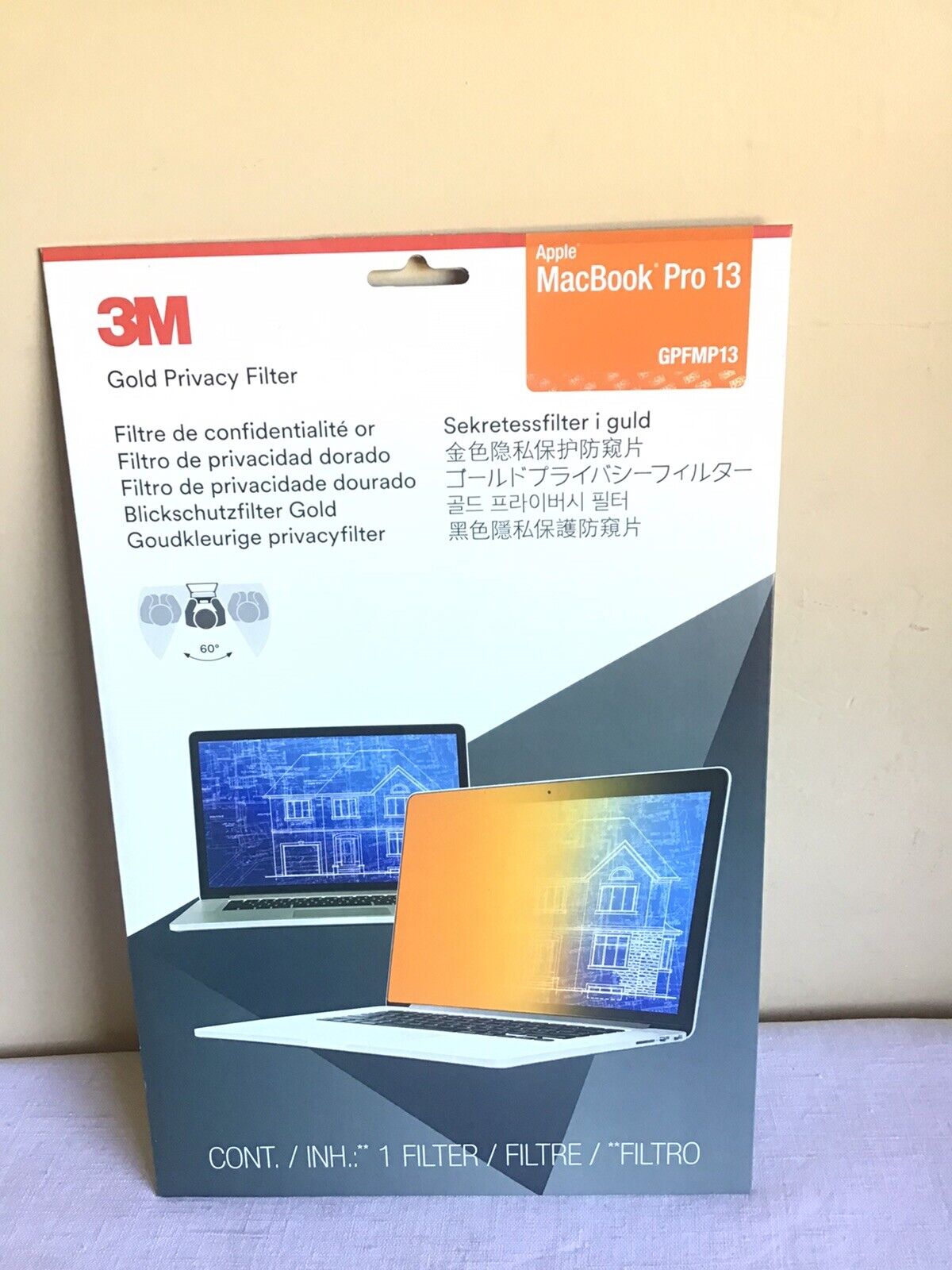 Brand New 3M Apple MacBook Pro 13 Gold 60 Degree Privacy Filter Model# GPFMP13