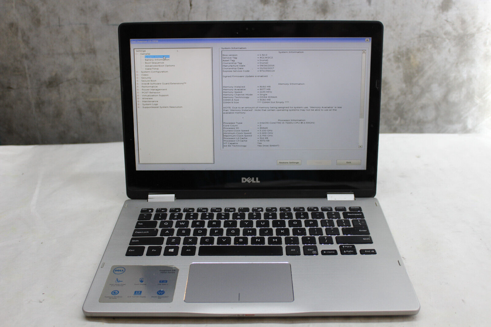 Dell Inspiron 13-7378, i5-7200U, 8gb RAM, AS-IS, For Parts/Repair, Please Read