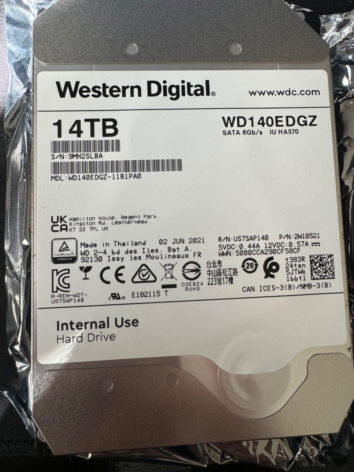 4x LOT Western Digital WD140EDGZ 14 TB, Internal, 5400 RPM, 3.5 inch Hard Drive