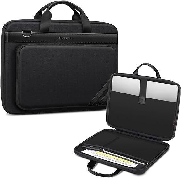 FINPAC 14 inch Handbag Briefcase Removable Shoulder Bag w/Accessory Pocket Pouch