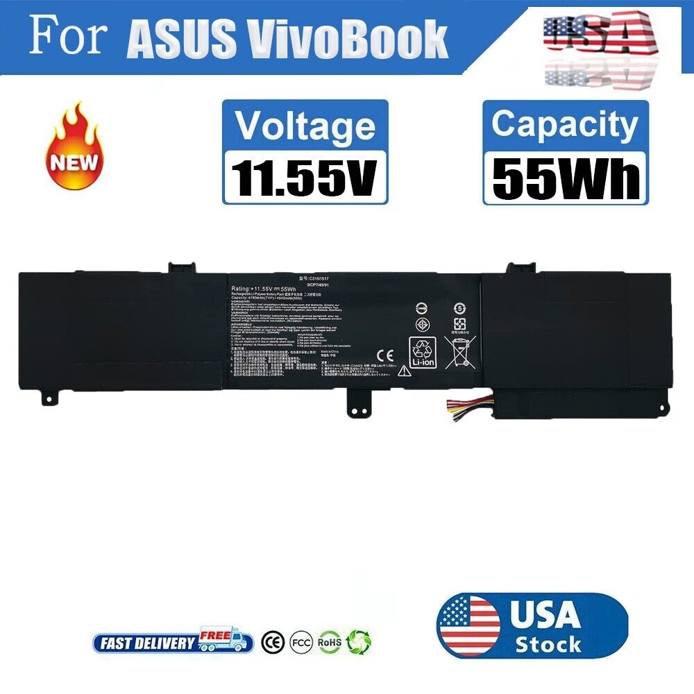  C31N1517 Battery For ASUS VivoBook Flip Q304 Q304U Q304UA Q304UAK TP301 55Wh US