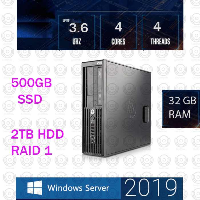 HP z230 QUAD CORE 32GB RAM 500GB SSD + 2TB Windows server 2019