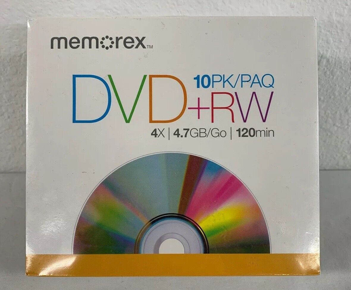 NEW 10PK Memorex DVD+RW Lot of 10 Discs Total 4X 4.7GB 120Min