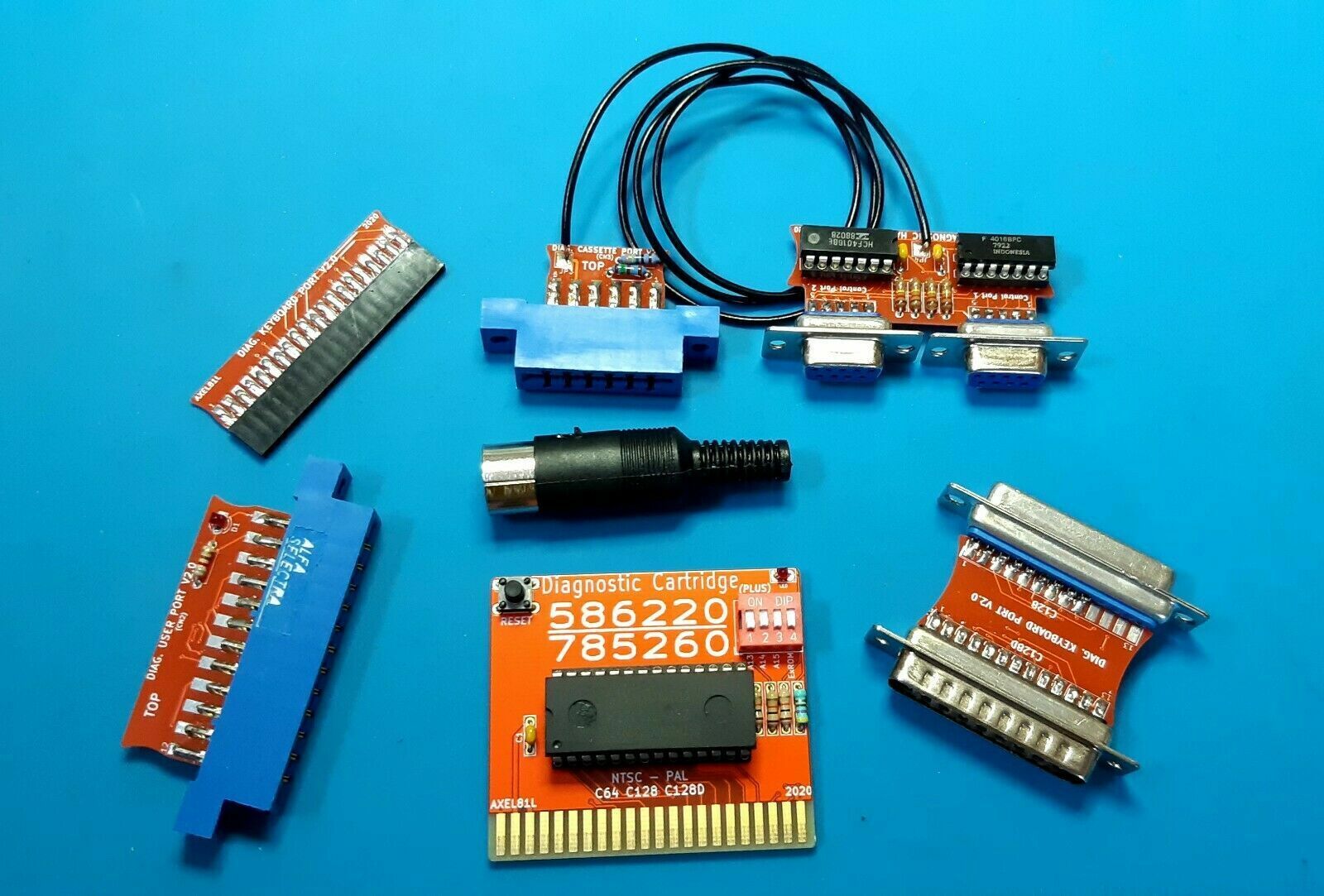 Commodore 64 64C SX DX C128 128D 128 DCR Diagnostic Test Harness full - gold NEW