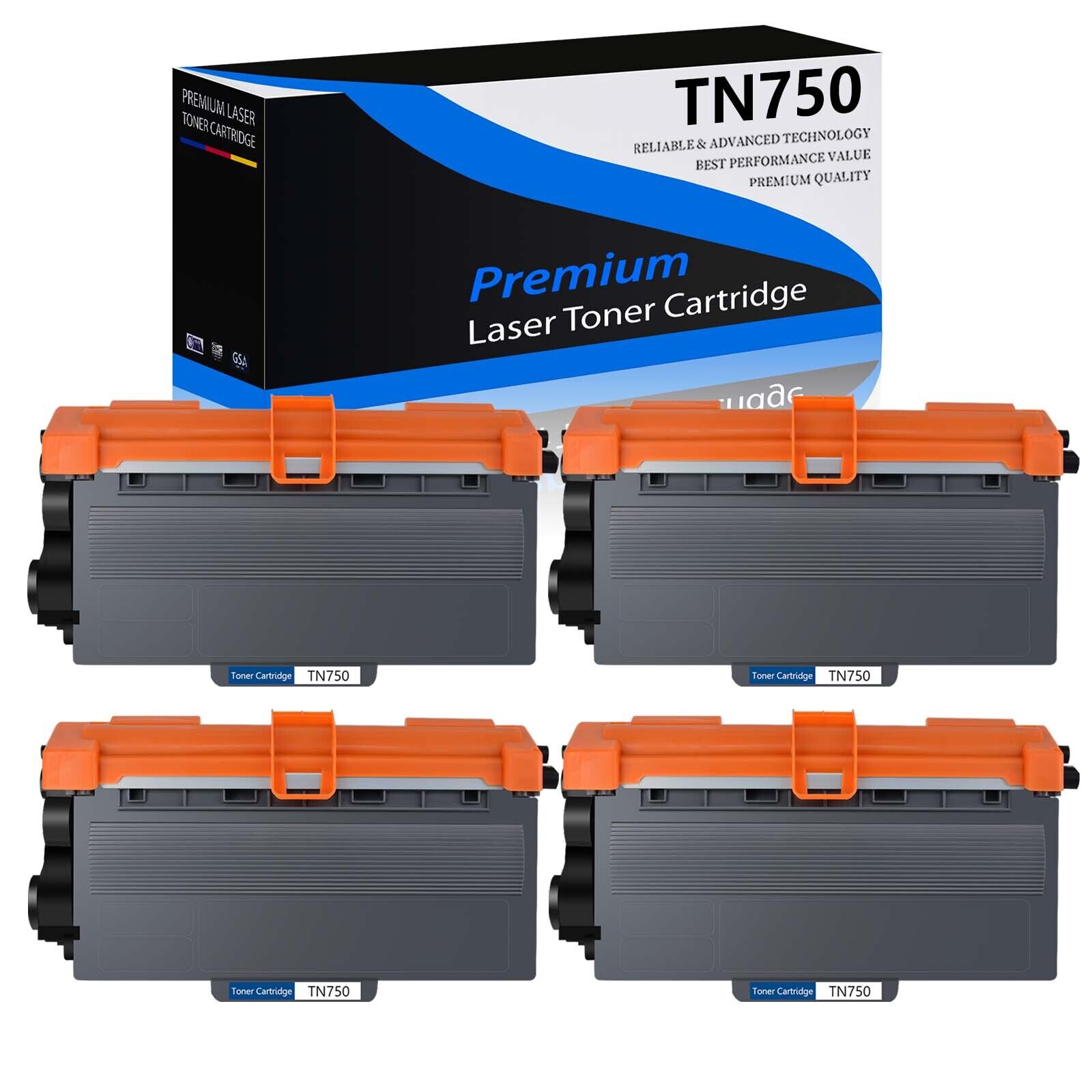 4PK Compatible Black High Yield TN-750 Toner With Brother DCP-8110DN HL-6180DWT
