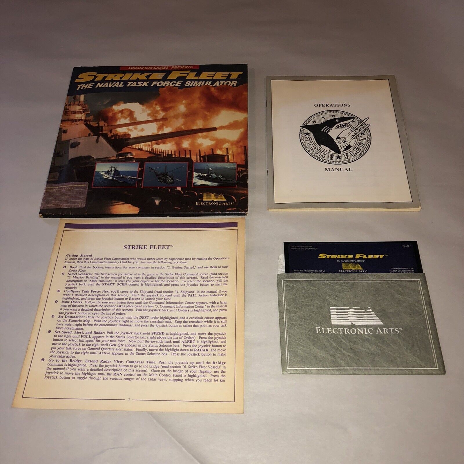 UNTESTED Strike Fleet Naval Task Force COMPLETE CIB EA Games Commodore 64 128