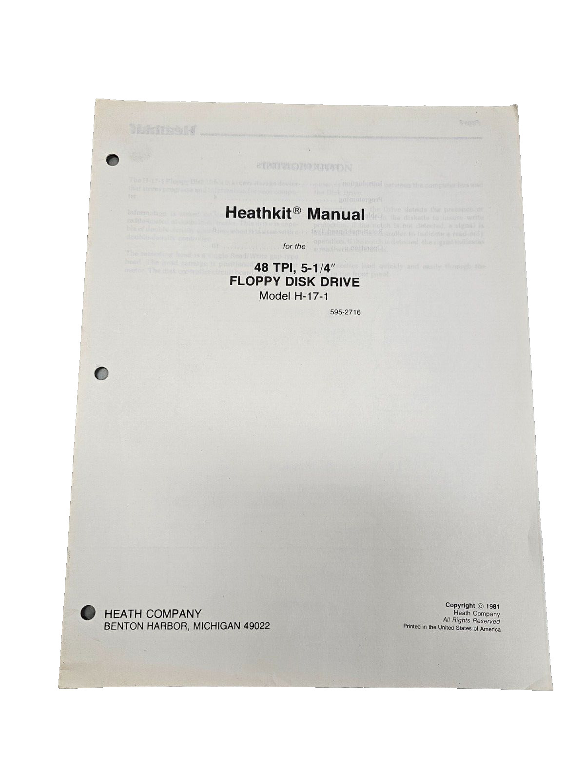 Vintage 70's Heathkit Manual for 48 TPI 5-1/4