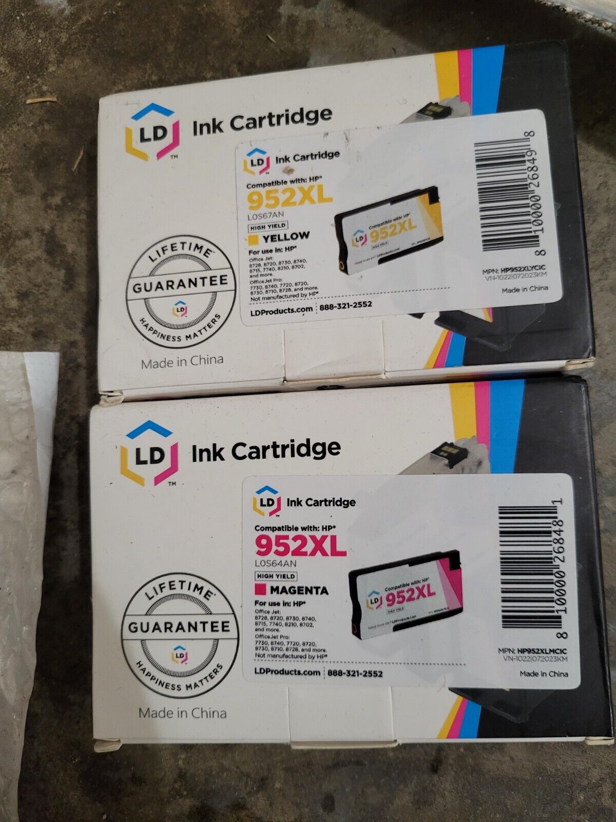 2 PACK  LD Replacement for HP 952 / 952XL Magenta & Yellow