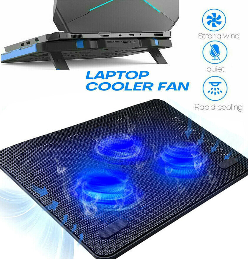 Laptop Cooling Pad 3~6 Quiet Fans Cooler Stand Dual USB Port for 11-17\