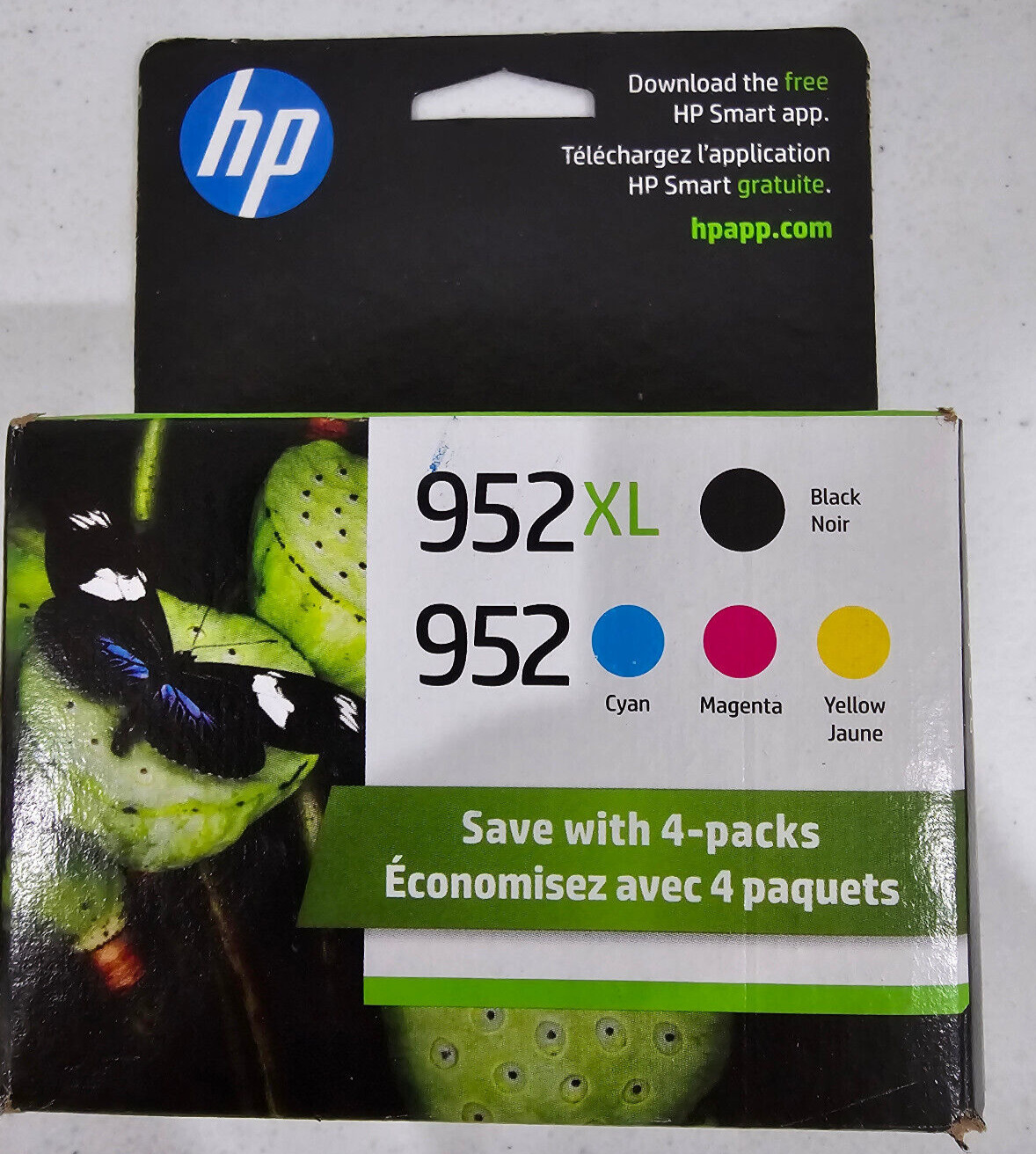 NEW Genuine HP 952XL Black & 952 Color Ink Combo 4-Pack EXPIRES 04/2024