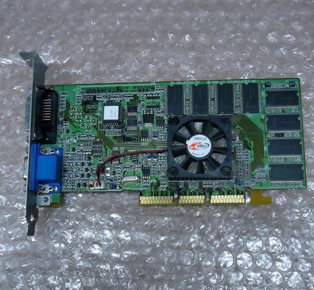Apple 630-2906 ATI Rage 128 Pro 16MB AGP graphics card Mac G4, DVI VGA, good fan