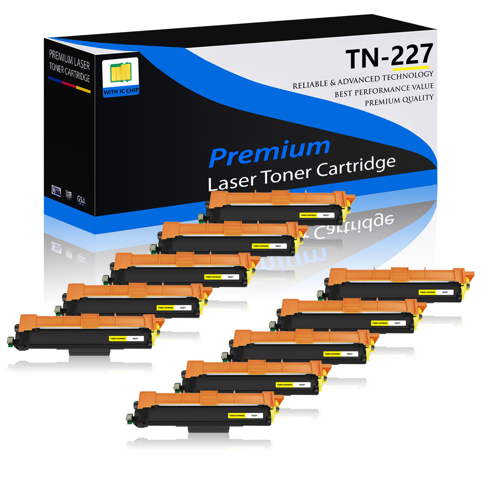10PK TN227 Yellow Toner Cartridge for Brother TN227YL DCP-L3510CDW 3550CDW