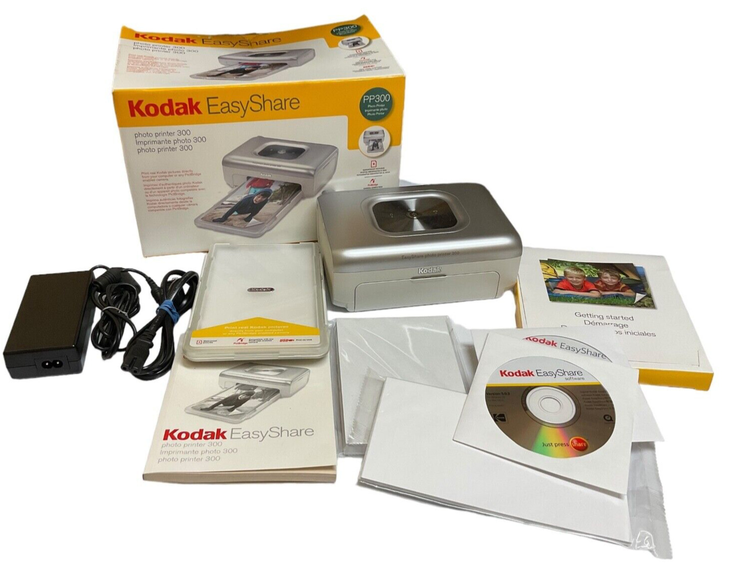 KODAK EasyShare Photo Printer 300 w/Photo Paper/Box/Software Version 5.0.2 & 7.0