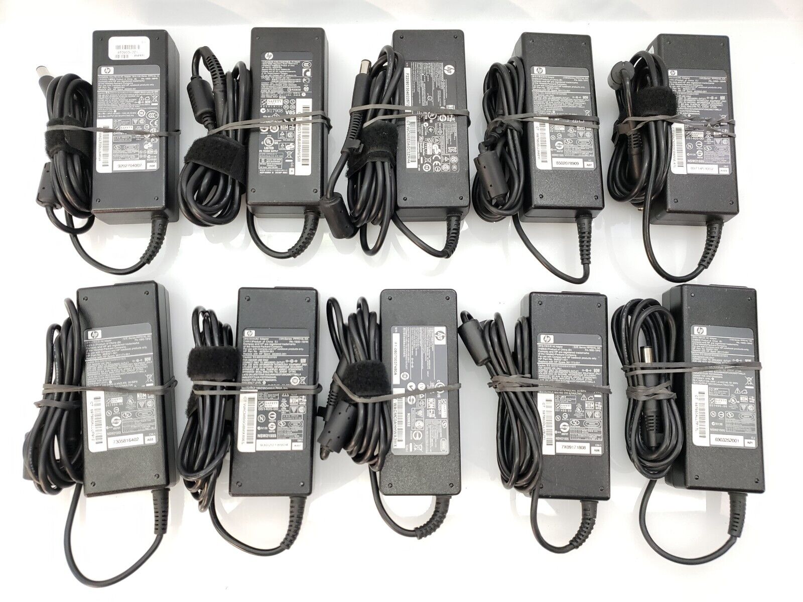 Lot of 10 Original Genuine Original HP 90W AC Adapter Large Tip Charger w/ Cable