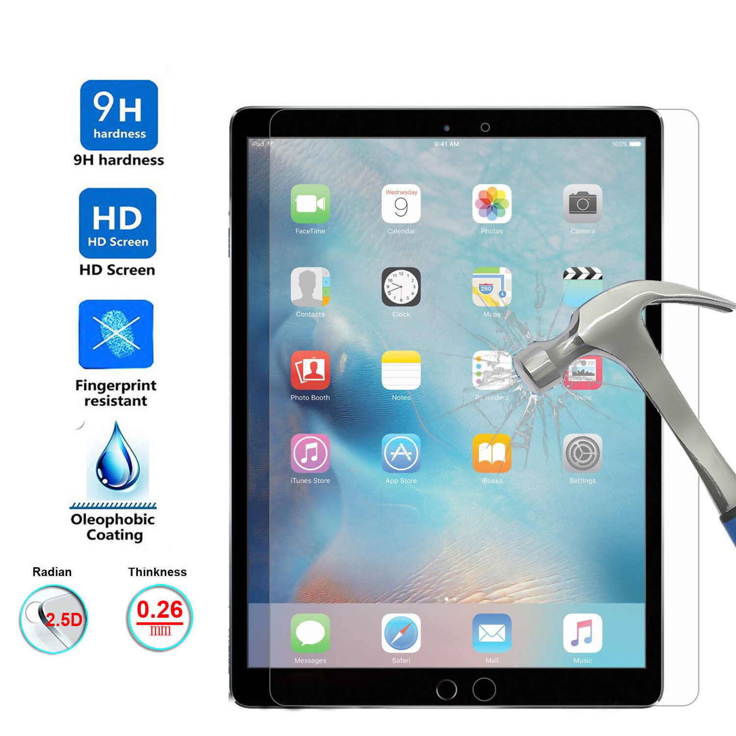 New Premium Tempered 9H Clear Glass Screen Protector For Apple iPad Pro 9.7\