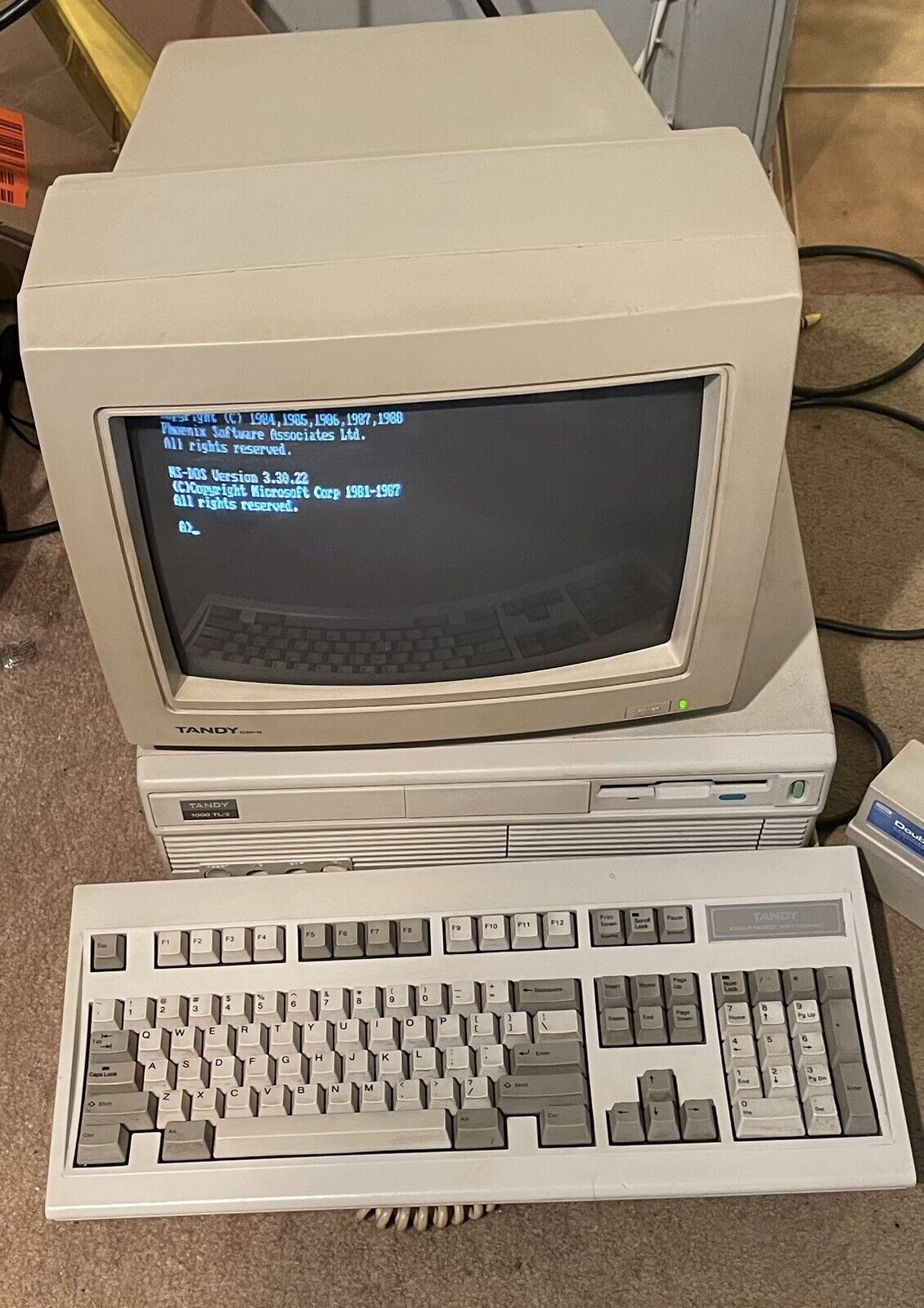 Tandy 1000 TL/2 Computer,  CM-5 Monitor & Keyboard Works Great, Includes Box