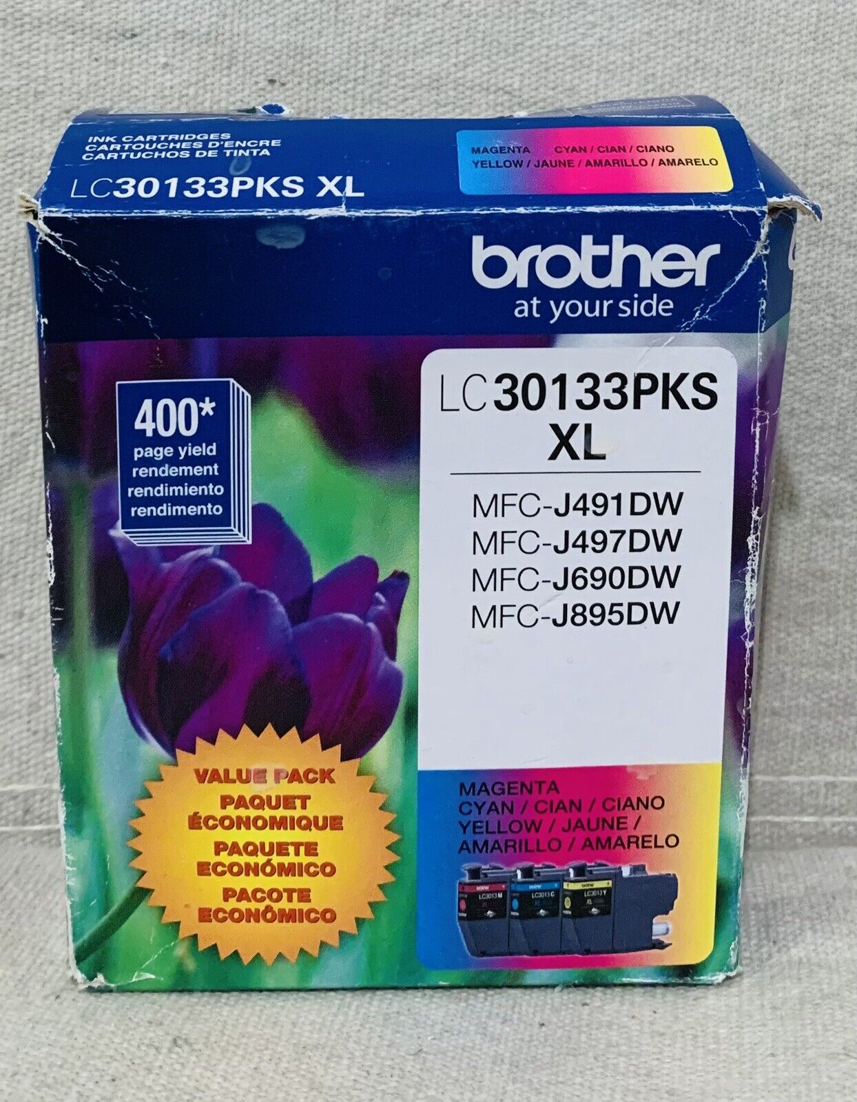 Brother LC30133PKS XL Cyan/Magenta/Yellow 3-Pack Ink Cartridges Expires 1/23 New