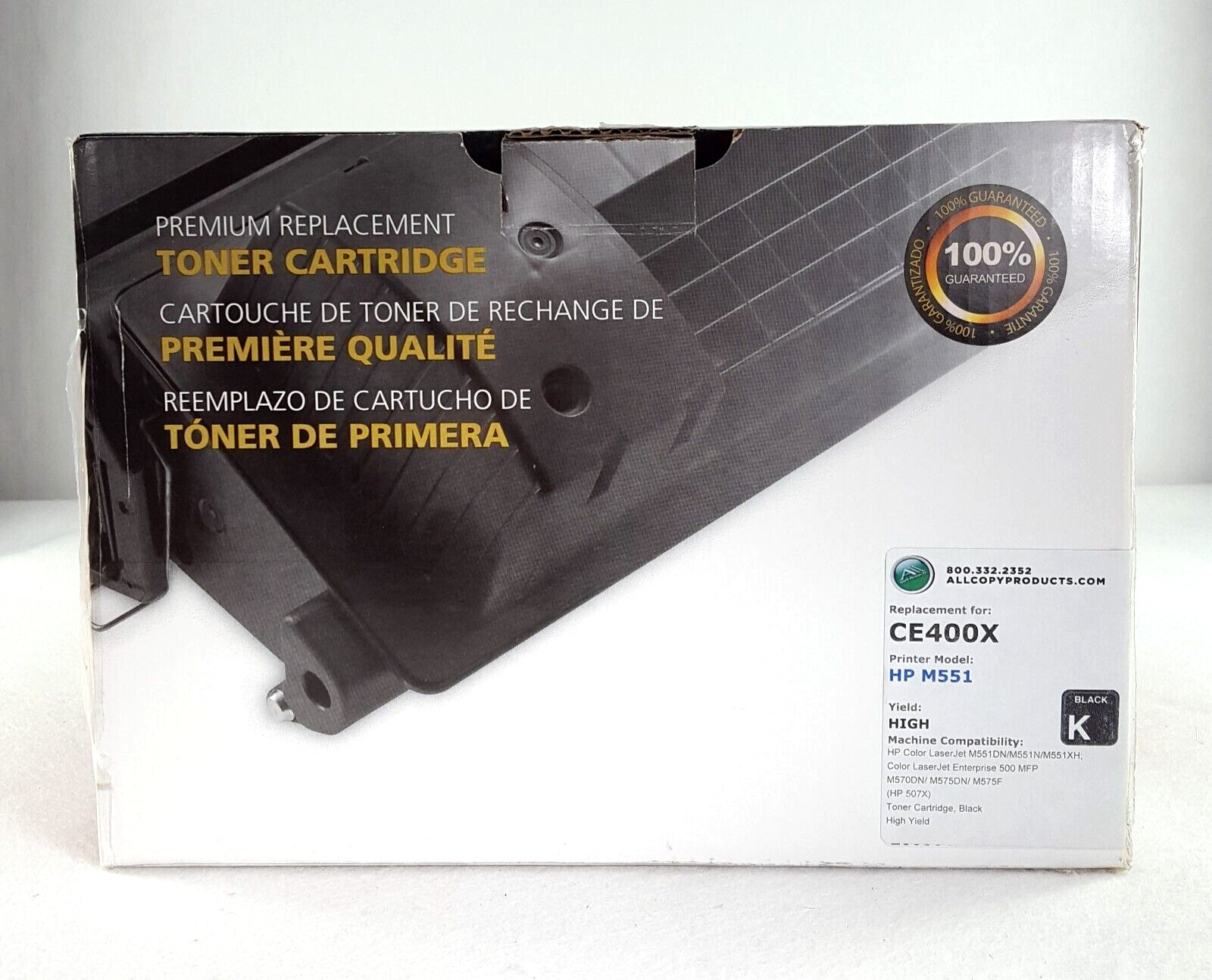 Premium Black Toner Cartridge HP M551 CE400X High Yield Factory Sealed