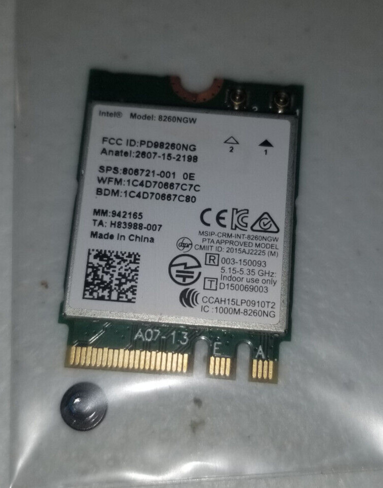 OEM Intel Wireless WiFi Card 8260NGW 806721-001 Tested Working w/ Screw