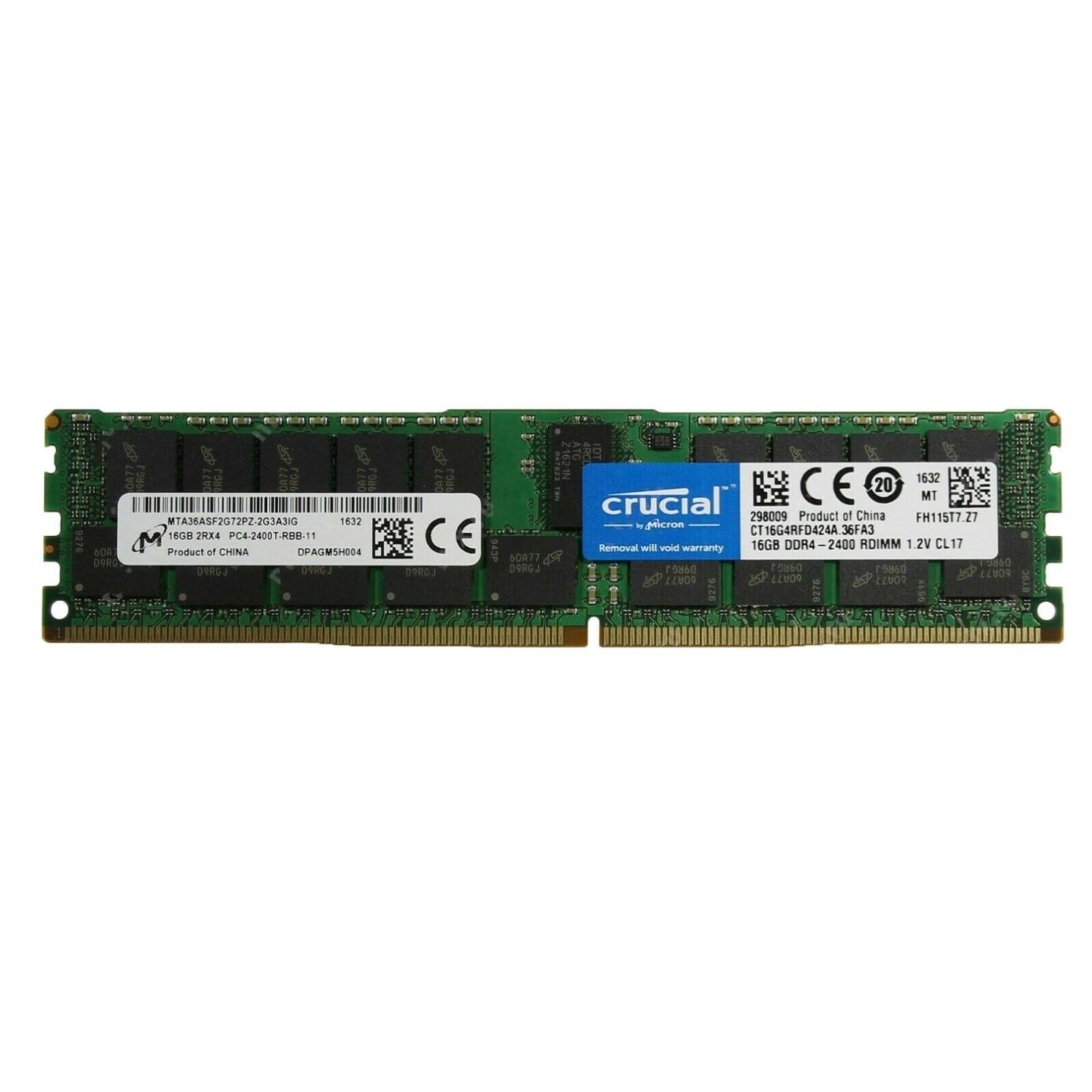 Crucial 16GB DDR4 2400MHz PC4-19200 ECC Registered 288-Pin Server RDIMM Memory