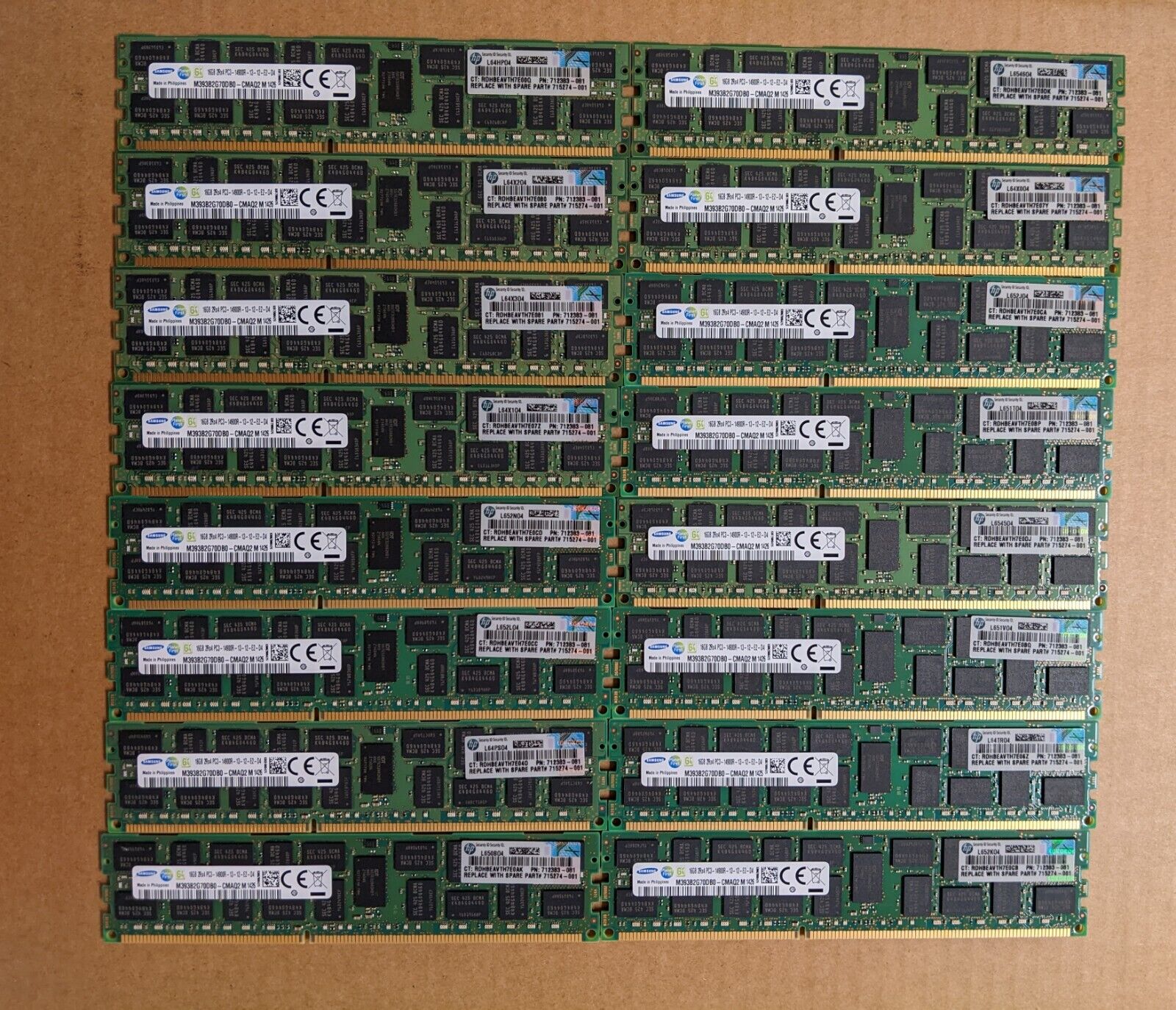 256GB (16x 16GB) Samsung DDR3 PC3-14900R M393B2G70DB0-CMAQ2 RDIMM Server RAM