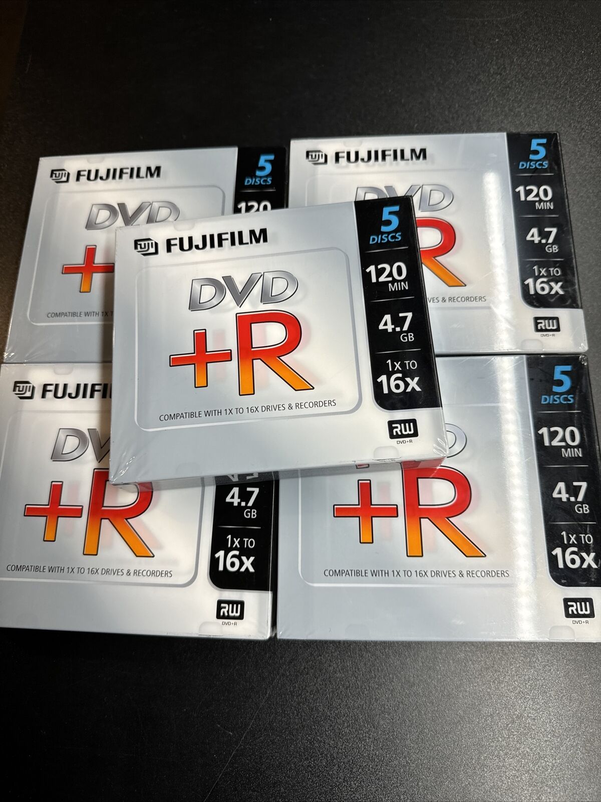 Lot of 5 - 5 Disc Pack Fujifilm DVD+R Camcorder 1.4 GB / 120 Min 16X/ For Videos