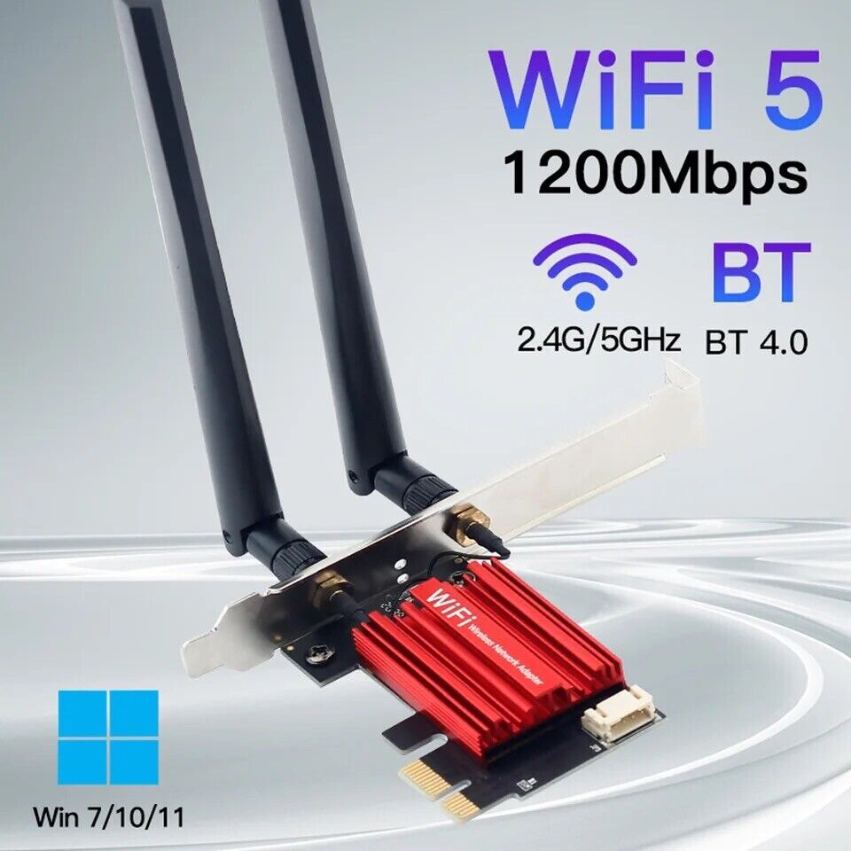 Desktop PCIe WiFi Card 2.4G/5G AC1200M Network WiFi Adapter Wireless Bluetooth