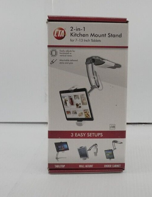 CTA 2-in-1 TABLET STAND Kitchen Mount  7-13 inch NEW (Open Box).