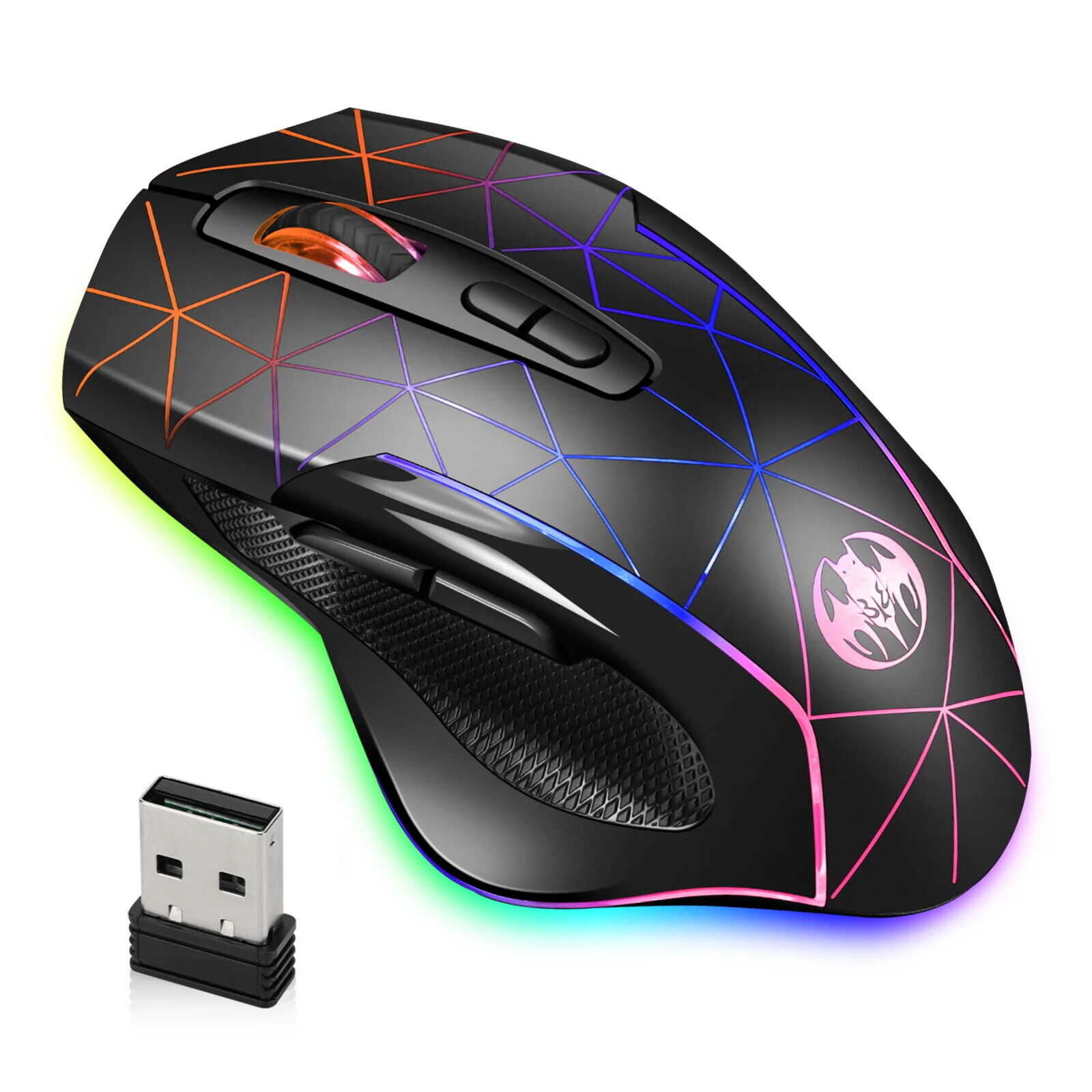 2.4GHz Wireless Gaming Mouse 7 Color USB Rechargeable Optical Mice for PC Laptop