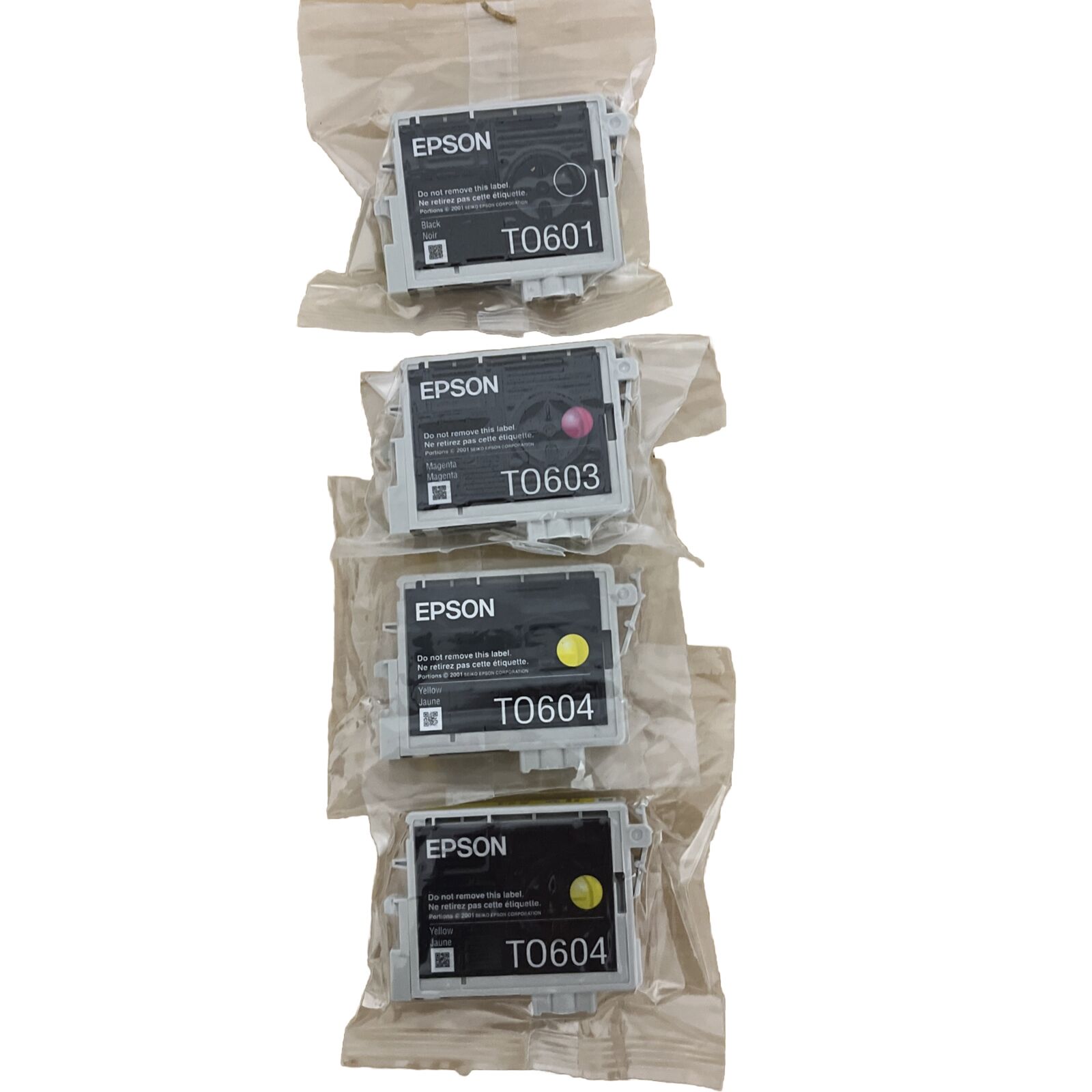 Four Epson Ink Cartridges T0601 (1), T0603 (1), T0604 (2) Factory Sealed