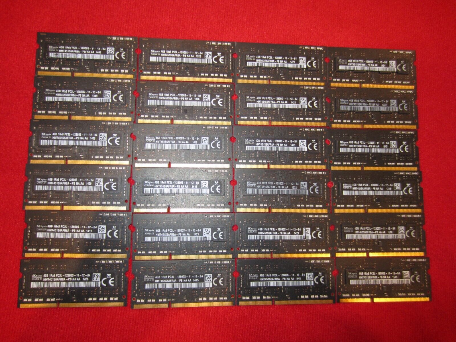 Lot of 24pcs SKhynix 4GB 1Rx8 PC3L-12800S DDR3-1600Mhz Sodimm Memory