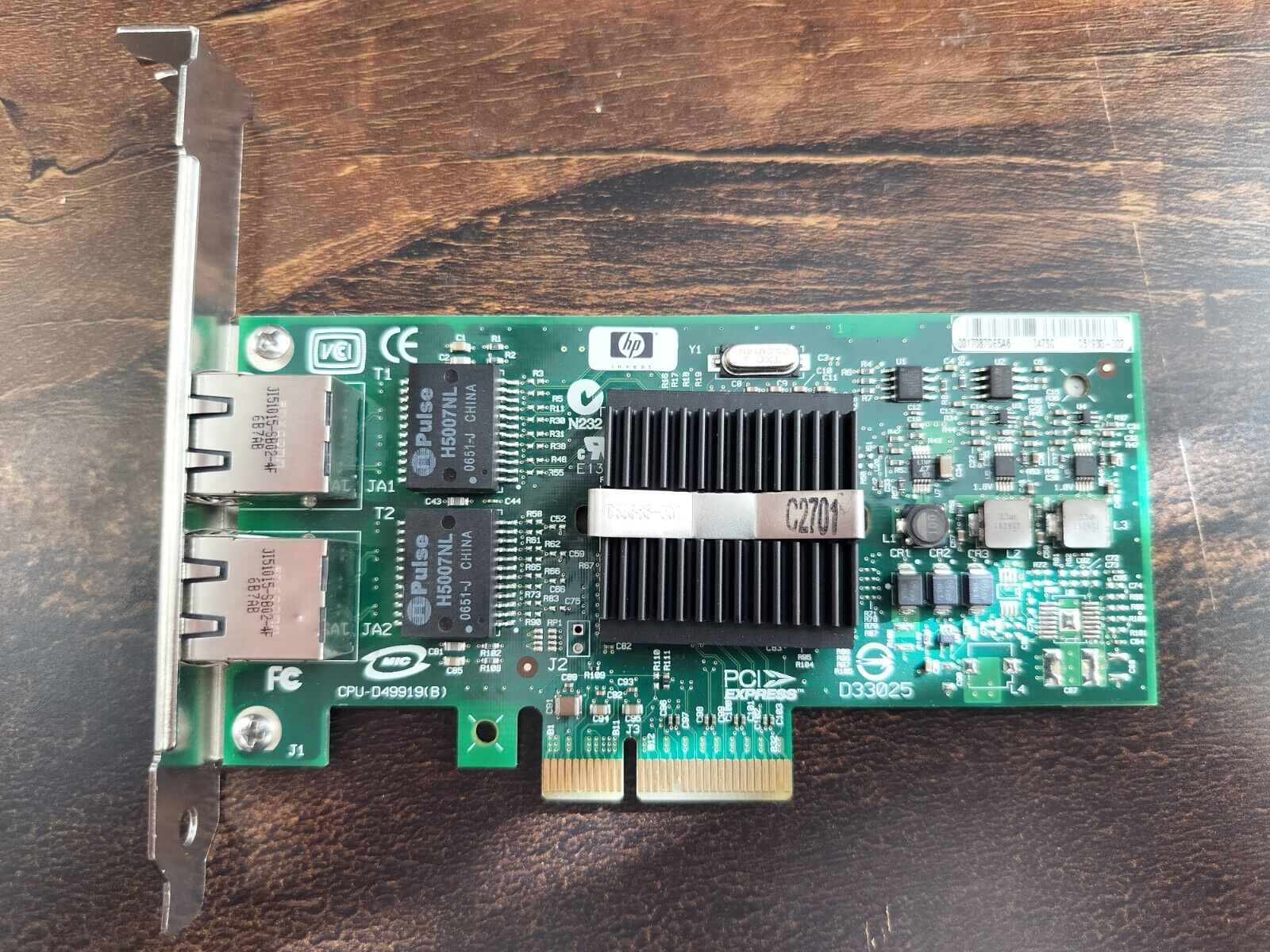HP NC360T 412651-001 PCI Express Dual Port Server Adapter Full Height Bracket
