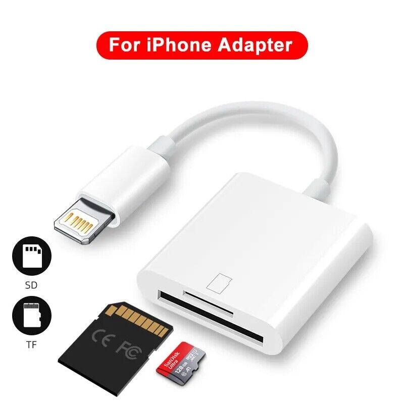 TF/SD Card Adapter Camera Reader for iPad iPhone6 7 8 Plus 13 14 15 Pro X Xs Lot
