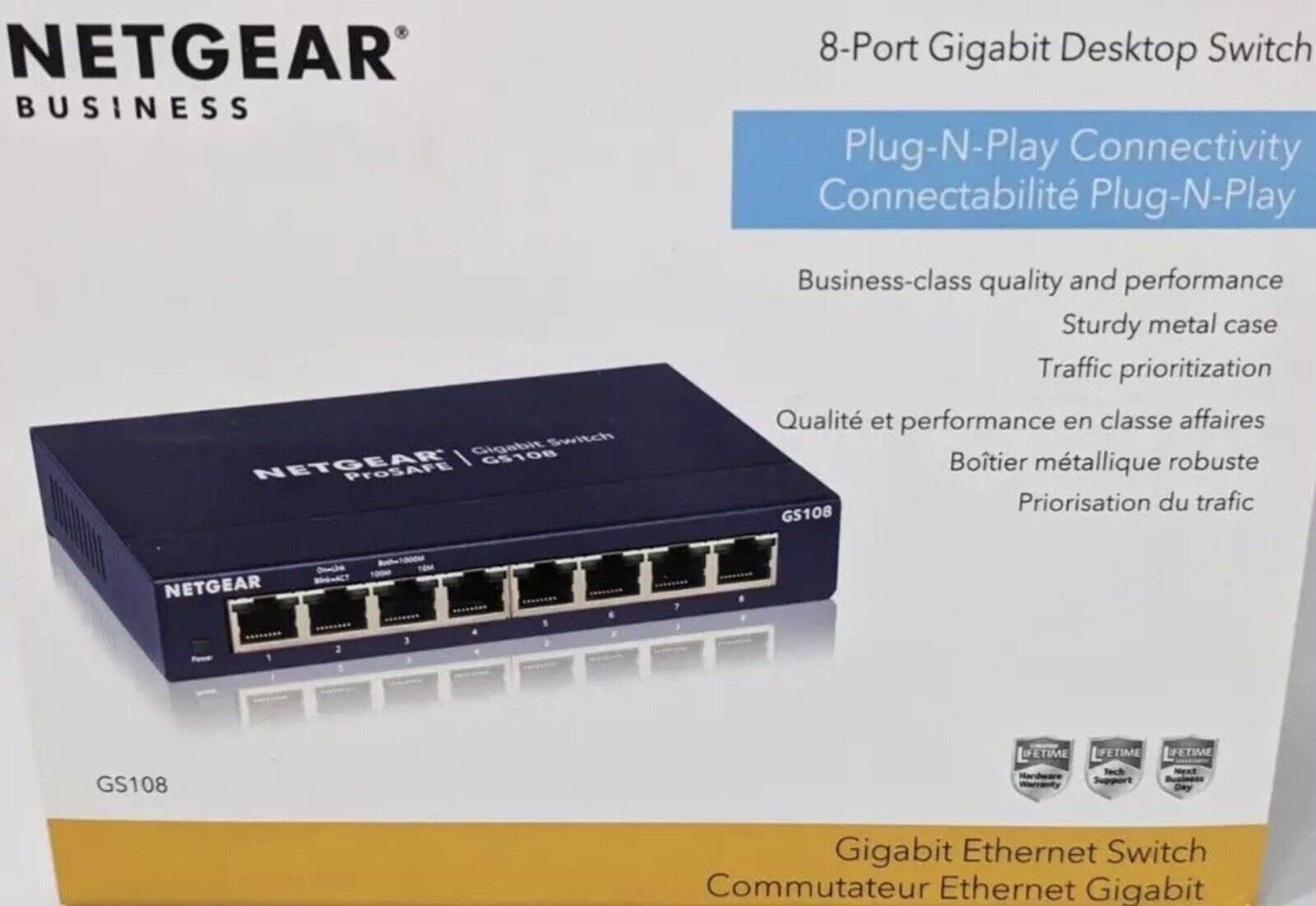 Netgear Business 8-Port Desktop Switch Gigabit Ethernet Switch - #GS108