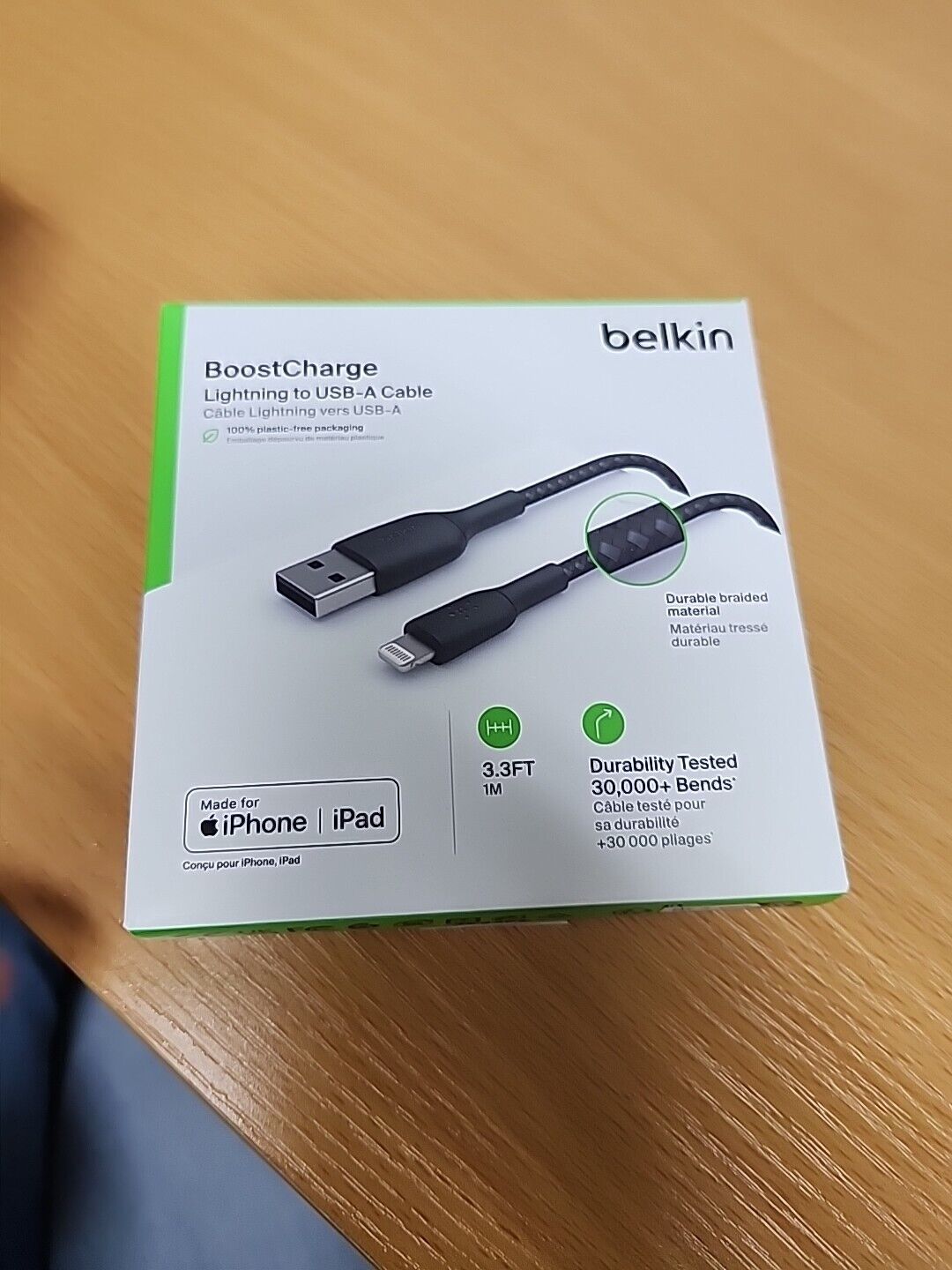 New Belkin Boost Charge Lightning USB-A IPhone Cable 3 Feet, Black