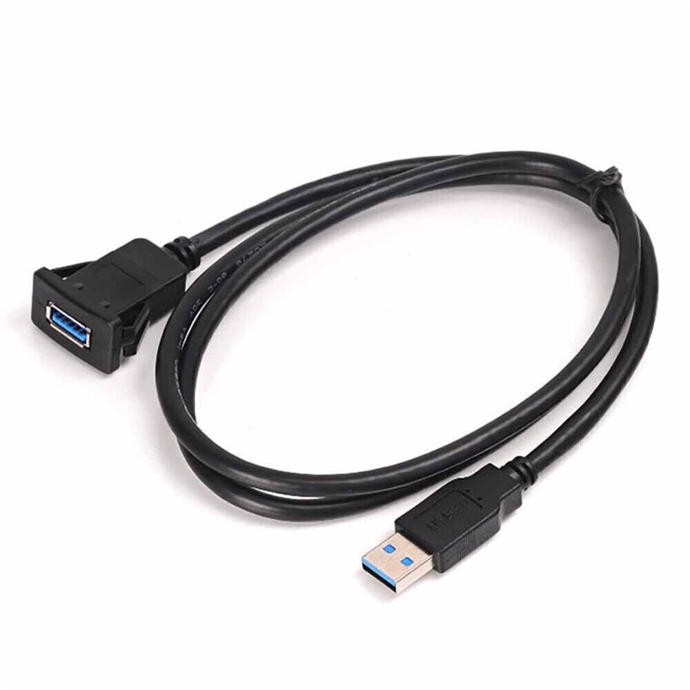 Single Port USB 3.0 Panel Flush Mount Extension Cable For Car Truck Boat Motor