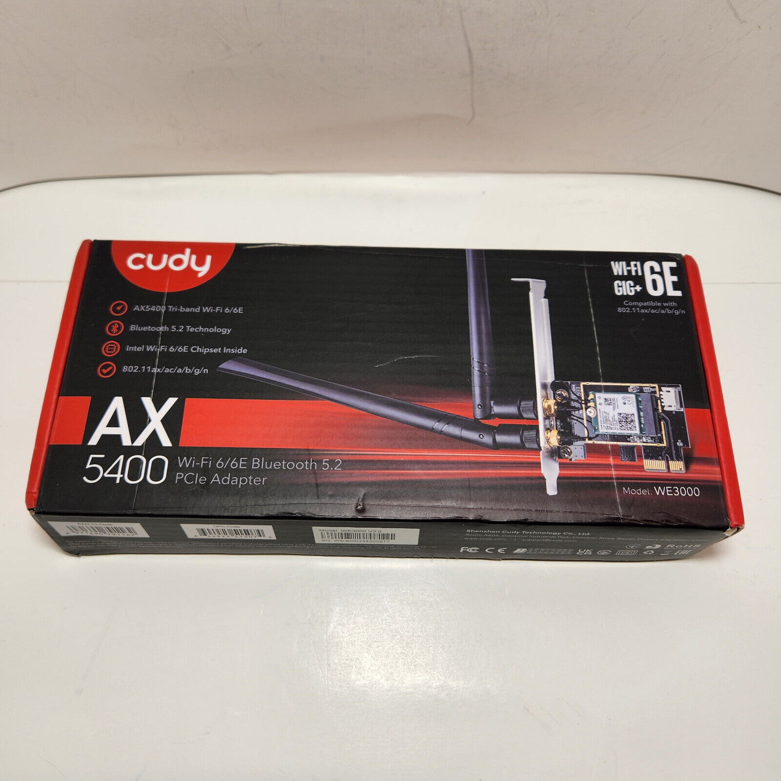 Cudy AX5400 Tri Band Intel WiFi 6/6E Wireless Bluetooth 5.2 PCIe Card For PC