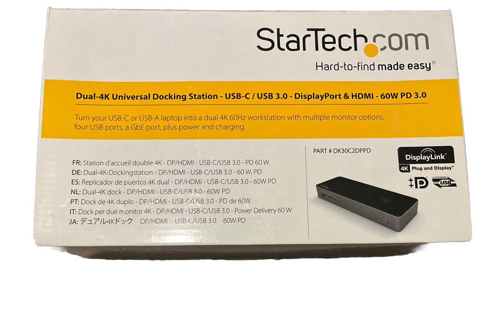 StarTech DK30C2DPPD Dual-4K Universal Docking Station USB-C/USB 3.0 - TESTED