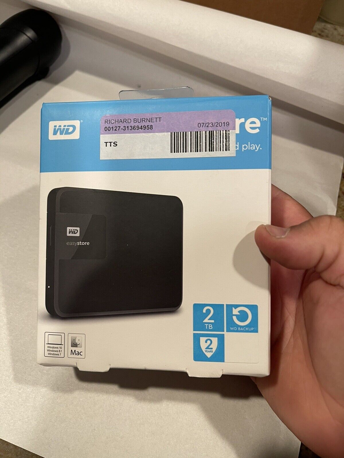 WD Easystore 2TB USB 3.0 External Portable Hard Drive Black