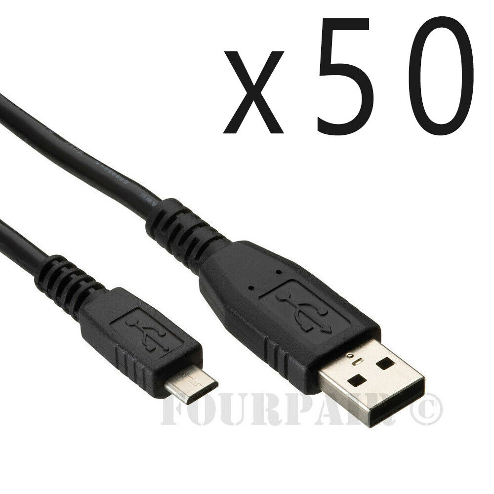 50 Pack Lot - 3FT USB 2.0 A to Micro B Male Data Sync Charger Adapter Cable Cord