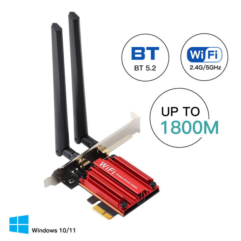 WiFi 6 PCIe WiFi Card for Desktop AX1800 Bluetooth 5.2 WPA3 802.11ax Dual Band
