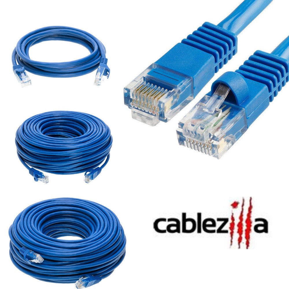 Cat5e Blue Patch Cord Network Cable Ethernet LAN RJ45 UTP 25FT- 200FT Multi LOT
