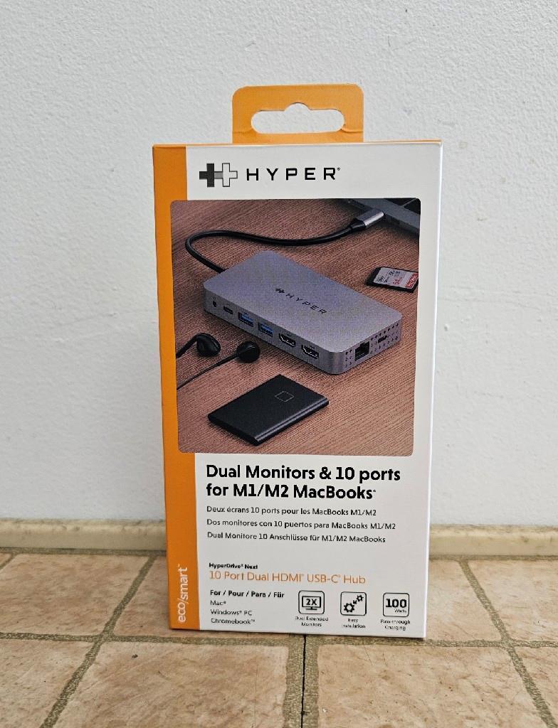 Hyper Hyperdrive Dual 4K HDMI 10-in-1 USB-C Hub for M1/M2 MacBooks HDM1H