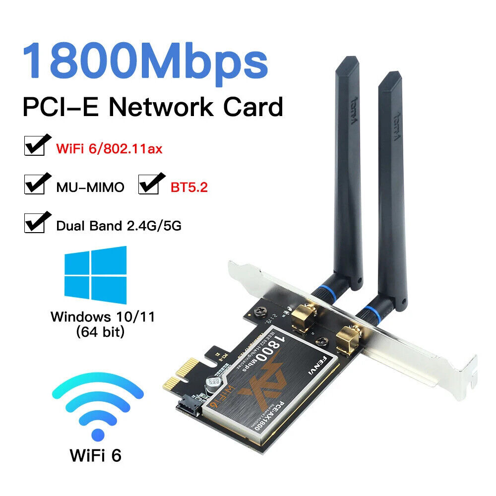 1800Mbps Wifi 6 MT7921 PCI Express Wireless Adapter Bluetooth