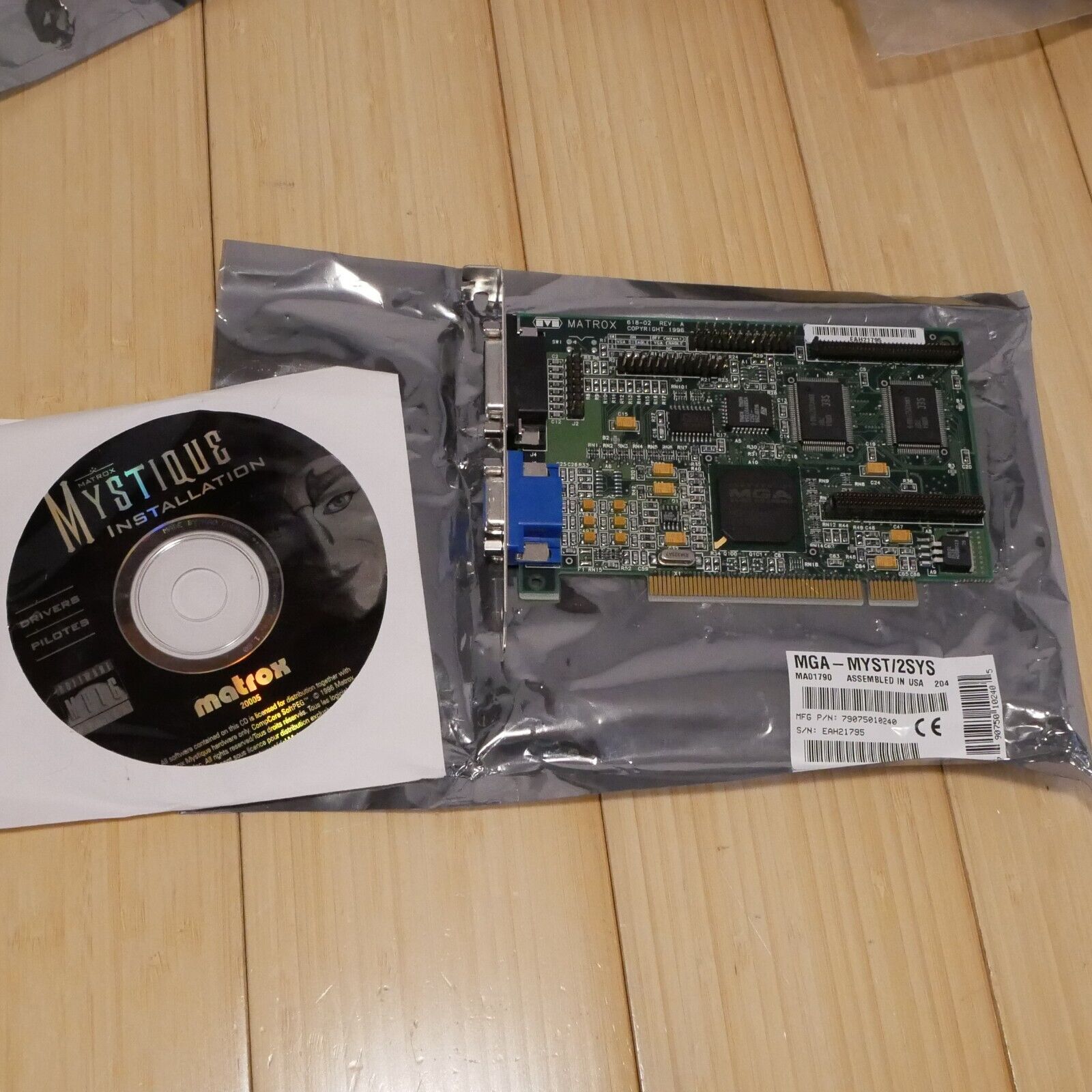 Matrox Mystique 2MB PCI VGA Video Card MGA-MYST-2SYS With Driver CD - Tested 01