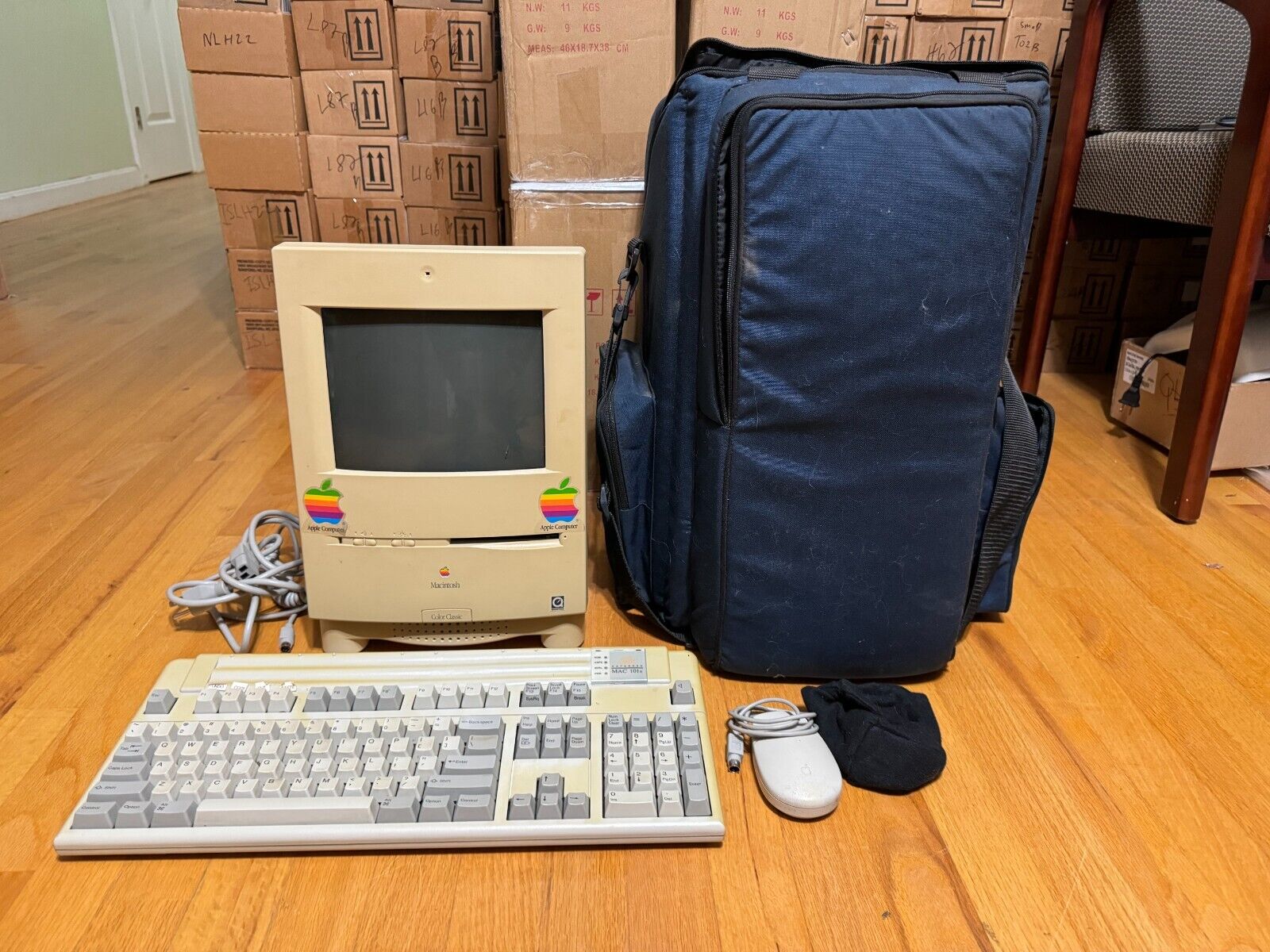 APPLE MACINTOSH COLOR CLASSIC Vintage Computer with Keyboard Mouse